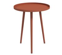 Outsunny Table basse de jardin ronde, table d'appoint extérieur avec bord rond en acier, dim. Ø40 x 50H cm rouge