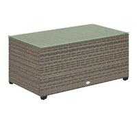 Outsunny Table Basse de Jardin Table d'Appoint 90 x 50 x 38 cm Gris Foncé | Résine Tressée Aspect Rotin, Plateau en Verre Trempé, Cadre en Acier, pour Patio, Balcon