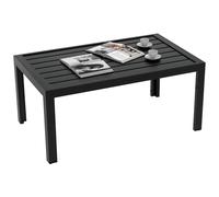 Outsunny Table basse de jardin table d'appoint de patio rectangulaire avec cadre en acier et plateau à lattes, pour extérieur, terrasse, balcon, 101,5 x 61 x 46 cm, noir