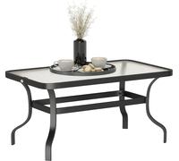 Outsunny Table basse de jardin table d'appoint de patio rectangulaire avec plateau en verre trempé design à ondulations, pour extérieur, terrasse, balcon, 95 x 55 x 46 cm, noir