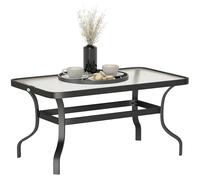 Outsunny Table Basse de Jardin Table d'appoint de Patio rectangulaire avec Plateau en Verre trempé Design à ondulations, pour extérieur, terrasse, Balcon, 95 x 55 x 46 cm, Noir