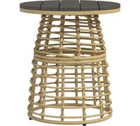 Outsunny Table basse de jardin, table d'appoint extšŠrieur ronde en ršŠsine aspect rotin mšŠtal et plateau composite, ? 45 x 50 cm naturel