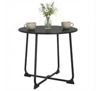 Outsunny Table Basse Extérieure 2 Personnes Ronde Ø50 x45,5cm Noir | Tables Basses de Jardin, Base en X, Structure en Métal, Balcon, Patio, Terrasse