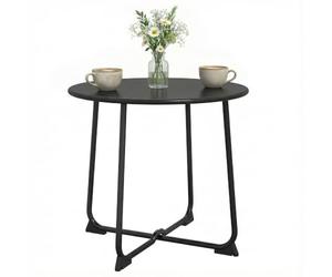 Outsunny Table Basse Extérieure 2 Personnes Ronde Ø50 x45,5cm Noir | Tables Basses de Jardin, Base en X, Structure en Métal, Balcon, Patio, Terrasse