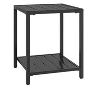 Outsunny Table basse extérieure à 2 niveaux en métal, table de jardin carrée avec étagère de rangement, 45 x 45 x 54 cm, noir