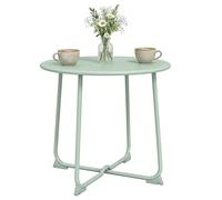 Outsunny Table Basse extérieure pour 2 Personnes, Table de Jardin Ronde Base en X, Structure en métal, pour Balcon, Patio, terrasse, Ø 50 x 45,5 cm, Vert foncé