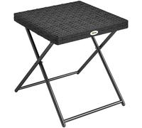 Outsunny Table basse pliable de jardin style cosy chic dim. 40L x 40l x 40H cm acier résine tressée noir