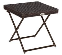 Outsunny Table basse pliable de jardin style cosy chic dim. 40L x 40l x 40H cm métal époxy résine tressée imitation rotin marron