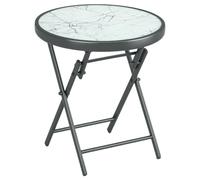 Outsunny Table Basse Pliante Table Bistrot Extérieur Ronde 45 cm Blanc | Petite Table d'Appoint, Structure en Métal, Usage Extérieur, pour Patio Balcon, Jarin
