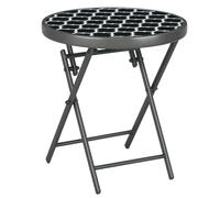 Outsunny Table Basse Pliante Table Bistrot Extérieur Ronde 45 cm Noir Blanc | Petite Table d'Appoint, Structure en Métal, Usage Extérieur, pour Patio Balcon, Jarin