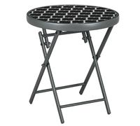 Outsunny Table basse pliante table d'appoint pliante plateau en verre trempé motifs noirs et blancs en métal Ø 45 x 50 cm noir