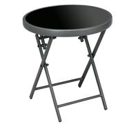 Outsunny Table basse pliante table d'appoint pliante plateau en verre trempé structure en acier ronde Ø 45 x 50 cm noir