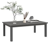 Outsunny Table basse rectangulaire table de jardin plateau à lattes pour intérieur/extérieur en aluminium, dim. 100L x 60l x 37H cm, marron