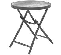 Outsunny Table basse ronde bistro de jardin Ø 60 x 50H cm pliable métal noir plateau verre trempé noir