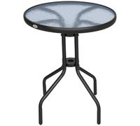 Outsunny Table basse ronde bistro de jardin Ø 60 x 70H cm métal époxy plateau verre trempé noirnull