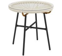 Outsunny Table Basse Ronde de Jardin Extérieur Ø 50 x 50 cm Crème