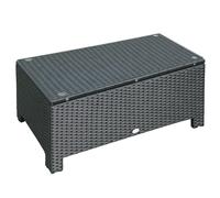 Outsunny Table Basse Rotin de Jardin Plateau Verre Trempé 5 mm Max. 50 Kg 85 x 50 x 39 cm Noir