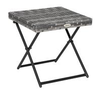 Outsunny Table basse table de jardin table pliante style cosy chic dim. 40L x 40l x 40H cm métal époxy résine tressée gris Aosom France