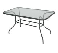 Outsunny Table de jardin rectangulaire 140x80x70 cm métal époxy gris plateau verre trempé
