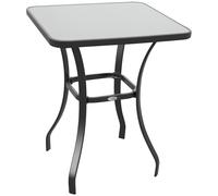 Outsunny Table carrée bistrot de jardin métal époxy plateau en verre trempé 68,5 x 68,5 x 84 cm gris