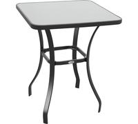 Outsunny Table carršŠe Bistro de Jardin dim. 68L x 68l x 84H cm mšŠtal šŠpoxy Gris Plateau Verre trempšŠ granitšŠ