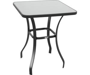 Outsunny Table carršŠe Bistro de Jardin dim. 68L x 68l x 84H cm mšŠtal šŠpoxy Gris Plateau Verre trempšŠ granitšŠ