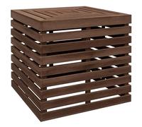 Outsunny Table d'appoint Coffre de Rangement extérieure 3 en 1 pour Base de Parasol en Bois, Cache Pied de Parasol, dim. 50L x 50l x 50Hcm, Marron