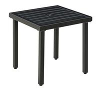 Outsunny Table d'appoint de jardin, table basse carrée 51 x 51 cm avec trou de parasol, table d'appoint avec cadre en acier pour balcon, noir