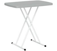 Outsunny Table d'Appoint Pliable en HDPE pour Patios 76x50x74 cm Gris Foncé | Table Pliante, Hauteur Réglable sur 6 Niveaux, pour Balcon, Jardin