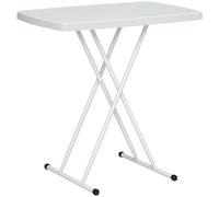 Outsunny Table d'appoint Pliable en HDPE, Table Pliante avec Hauteur réglable sur 6 Niveaux, Table de Balcon pour patios et Jardins, 76 x 50 x 74 cm, Blanc