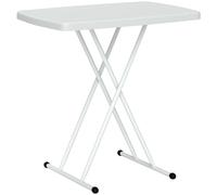 Outsunny Table d'appoint pliable en HDPE table pliante hauteur réglable sur 6 niveaux pour patios jardins 76 x 50 x 74 cm blanc