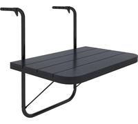 Outsunny Table de balcon suspendue pliable plateau rectangulaire et hauteur ršŠglable cadre en en aluminium dim. 60L x 40l x 55-64H cm noir