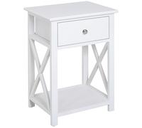 Outsunny Table de Chevet 1 Tiroir Amovible Peinture Mate Résistante Eau Bois Blanc 40x30x55cm Aosom France