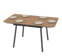 Outsunny Table de jardin 140 x 80 cm pour 6 personnes résistante à la rouille Table à manger d'extérieur avec plateau en WPC Pieds réglables, Teck