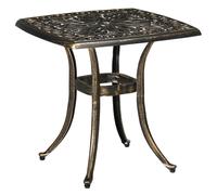Outsunny Table de Jardin en Aluminium moulé, 54x54 cm Teinte Bronze | Petite table d'appoint pour patio, trou pour parasol, patins antidérapants, pour jardin, patio, balcon