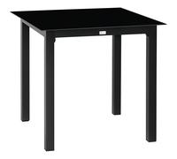 Outsunny Table de jardin carrée pour 4 personnes avec plateau en verre trempé et cadre en aluminium 80 x 80 x 74 cm noir Aosom France