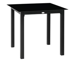 Outsunny Table de jardin carrée pour 4 personnes avec plateau en verre trempé et cadre en aluminium 80 x 80 x 74 cm noir Aosom France