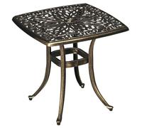 Outsunny Table de Jardin en Aluminium moulé, 54x54 cm Teinte Bronze | Petite table d'appoint pour patio, trou pour parasol, patins antidérapants, pour jardin, patio, balcon