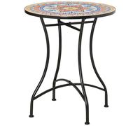 Outsunny Table de Jardin en Mosaïque Ronde Table Bistrot Table d'Appoint avec Plateau en Mosaïque de Céramique et Métal Rouge+Bleu+Blanc Ø60 cm