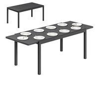 Outsunny Table de Jardin Extensible 154-214 cm Plateau Aluminium Effet Bois - Table à Manger Extérieur Robuste avec Pieds Réglables - Mobilier de Terrasse 8-10 Personnes, Gris Anthracite