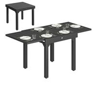 Outsunny Table de jardin extensible 160/80 x 80 x 75 cm pour 4 à 6 personnes, table à manger extérieure avec plateau à lattes en aluminium et pieds en acier pour terrasse, balcon, patio, couleur noire