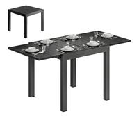 Outsunny Table de Jardin Extensible 80-160 cm en Aluminium avec Effet Bois - Table Extérieur pour 4-6 Personnes avec Rallonge Auto-Stockée - Mobilier de Jardin pour Terrasse Balcon, Noir