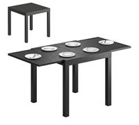 Outsunny Table de Jardin Extensible 80-160 cm en Aluminium avec Plateau à Lattes - Table Extérieur pour 4-6 Personnes avec Rallonge Auto-Stockée - Mobilier de Jardin pour Terrasse Balcon, Noir