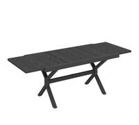 Outsunny Table de Jardin Extensible Aluminium Table de Repas Extérieure Effet Bois 8-10 Personnes 214x85x73cm Gris Anthracite