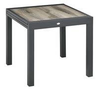 Outsunny Table de Jardin, extensible, facile d'entretien, cadre en aluminium, imitation bois, 160 x 80 x 75 cm