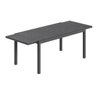 Outsunny Table de Jardin Extensible Plateau Aluminium Effet Bois Pieds Réglables 8-10 Personnes 214x85x75cm Gris Anthracite