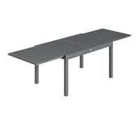 Outsunny Table de Jardin Extensible pour 6 à 10 Personnes, Table Extérieure en Aluminium avec Plateau à Lattes, Patins Réglables, Gris Foncé