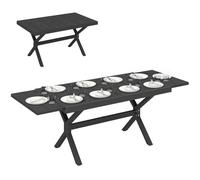 Outsunny Table de jardin extensible rectangulaire 154/214 x 85 cm Gris foncé