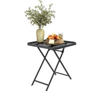 Outsunny Table de jardin pliante 70 x70 cm, table de balcon résistante aux intempéries acier table pliante avec design de découpe, table de terrasse pour jardin terrasse balcon noir