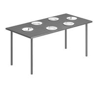 Outsunny Table de Jardin pour 6 Personnes Extérieure 165 x 80 cm Gris Foncé | Rectangulaire, Plateau à Lattes en Métal, Mobilier de Patio Tout Temps, Balcon, Terrasse